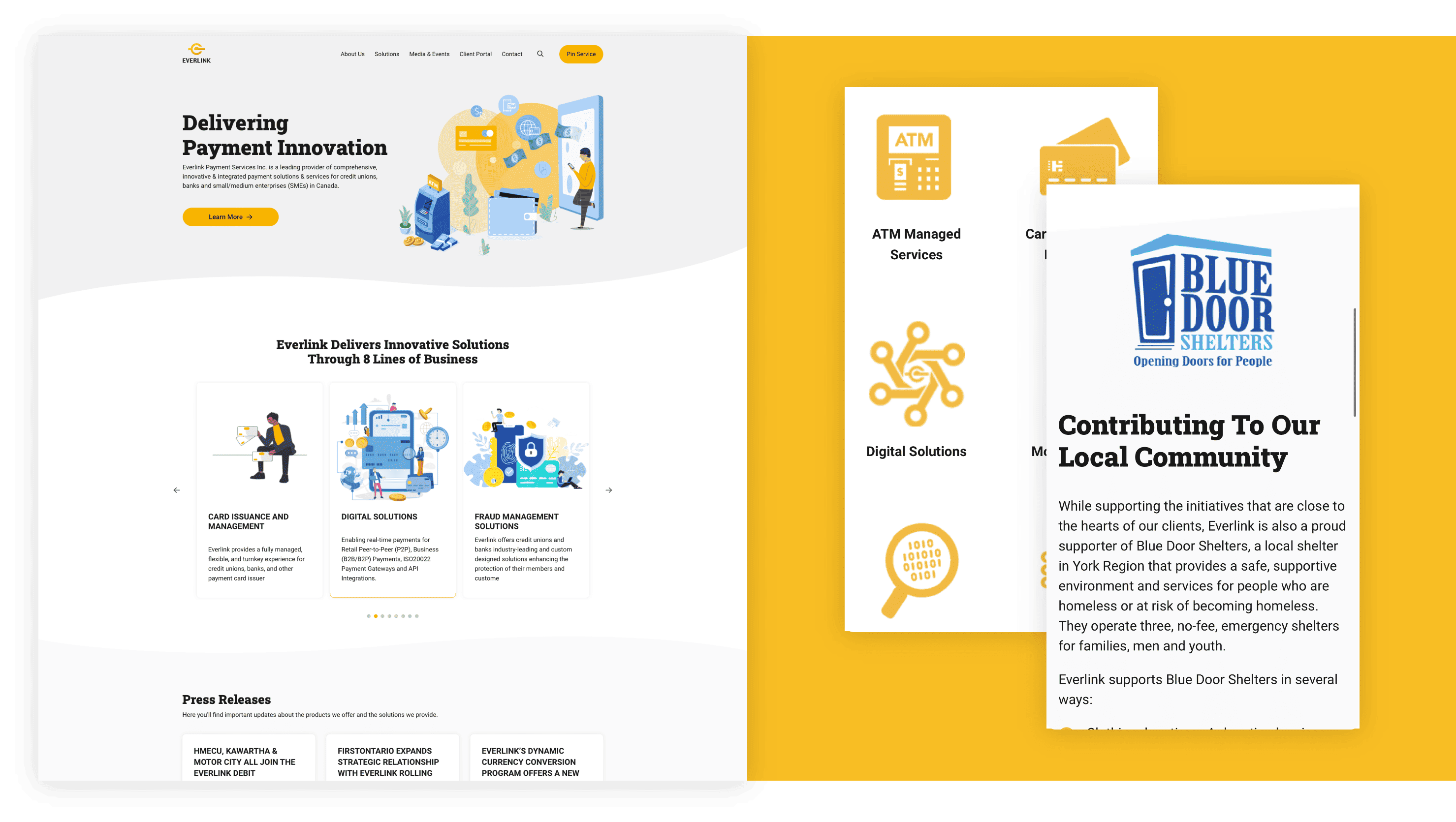 Screenshots of the website on various screen sizes