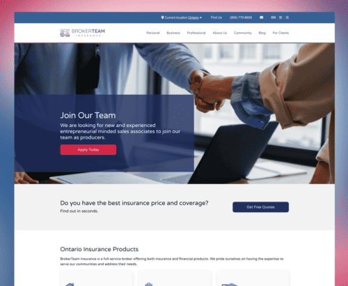 BrokerTeam Toronto Website Design Screenshot