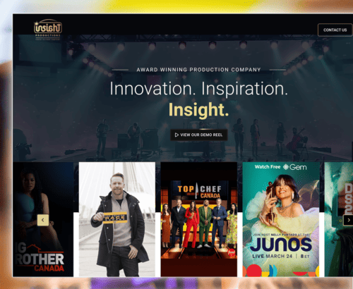 Insight Productions Home page Screenshot - WordPress Toronto Web Design