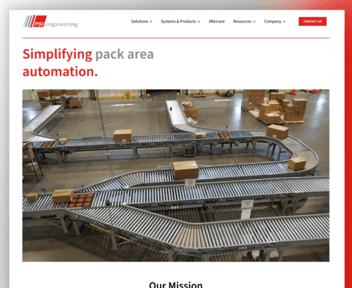 Screenshot of the PSI Engineering website's new homepage